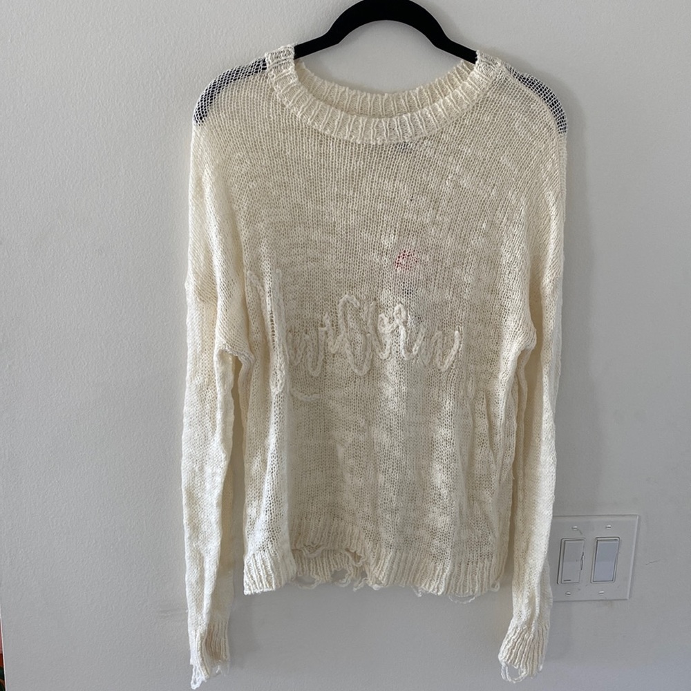 NWT WILDFOX gauzy cream open back sweater 🦄
